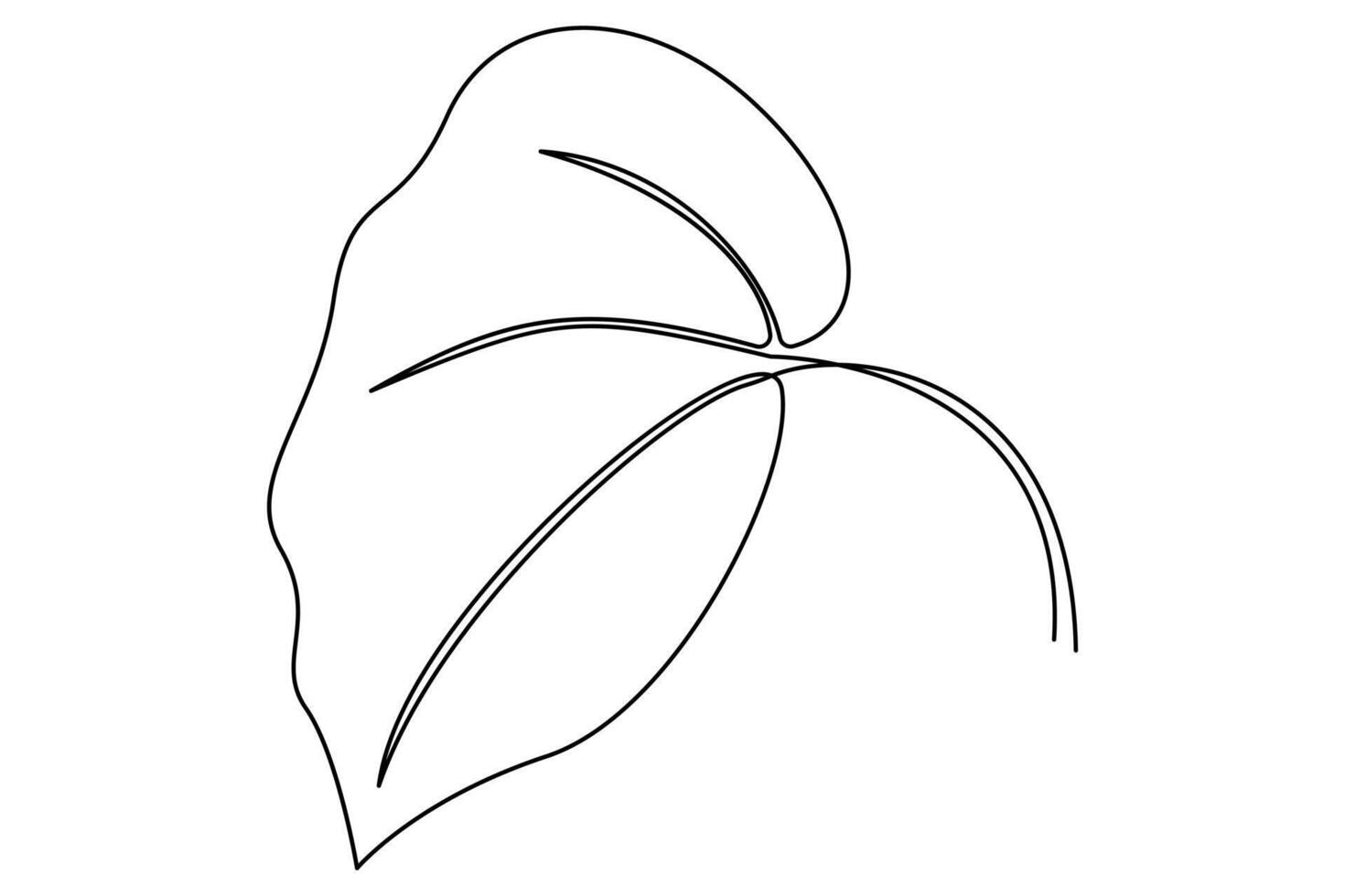 Continuous one art line drawing of Leaf symbol isolated on white background outline art illustration vector