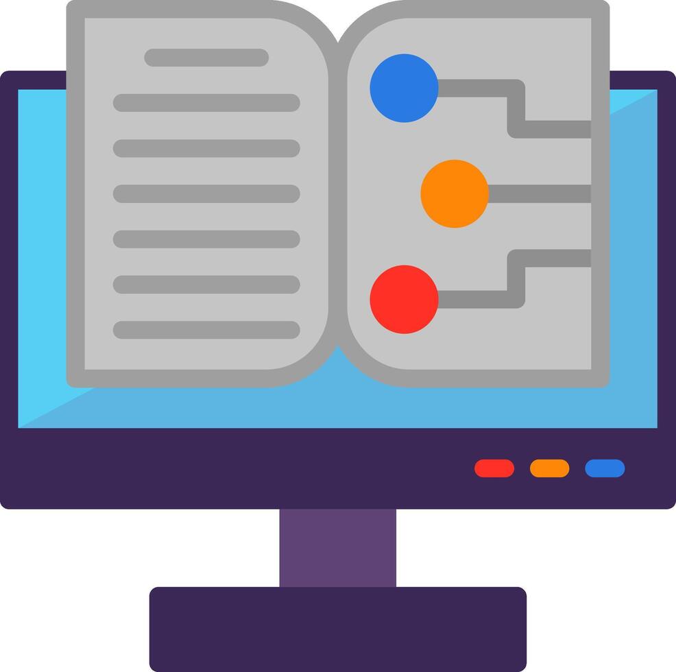 A computer monitor with an open book on it vector