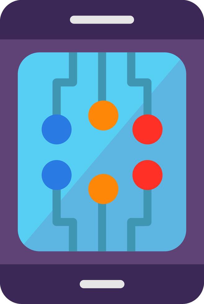 A flat icon of a smart phone with a circuit board vector