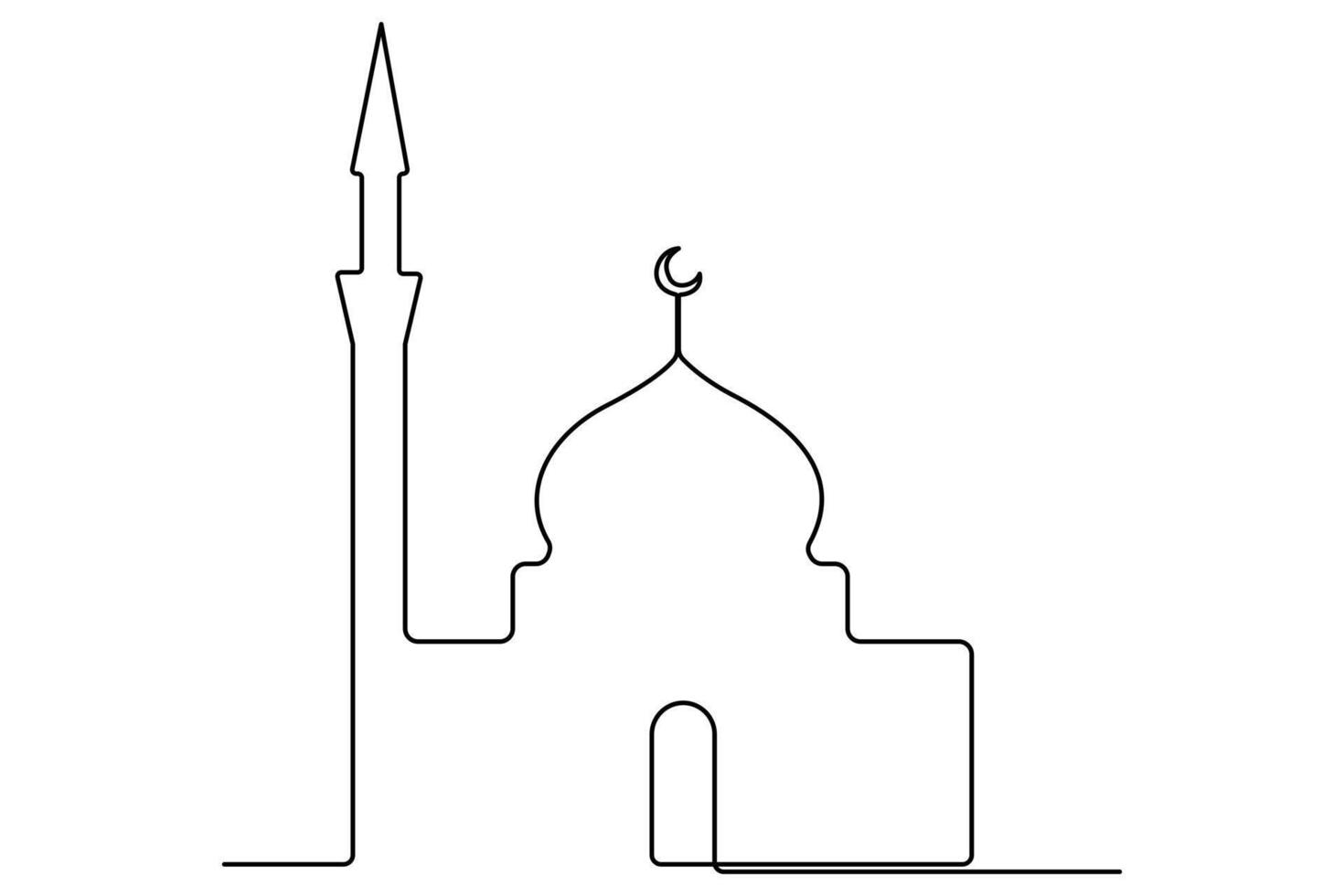 Minimal mosque outline in continuous line style for unique design projects vector