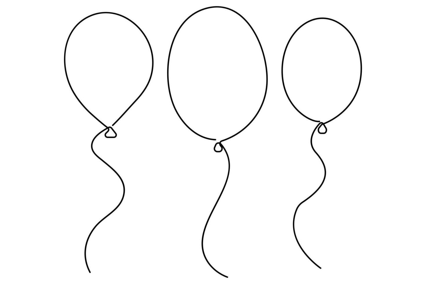 Minimalist art one line balloon outline illustration in a timeless and simple design vector