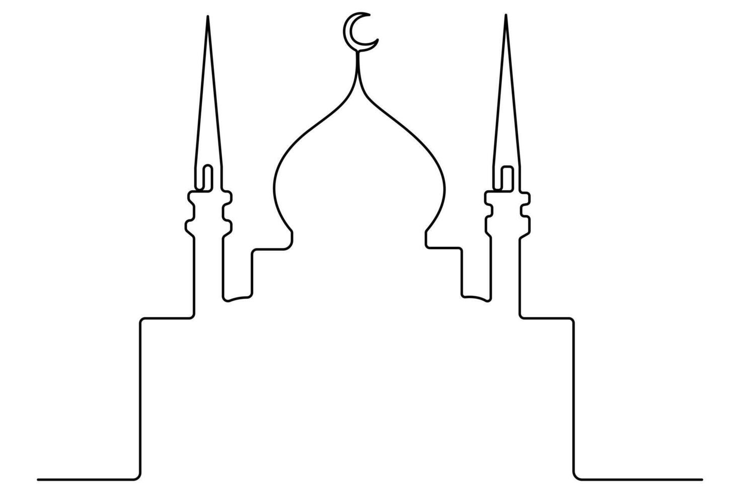 Abstract and modern mosque outline in continuous line drawing style vector
