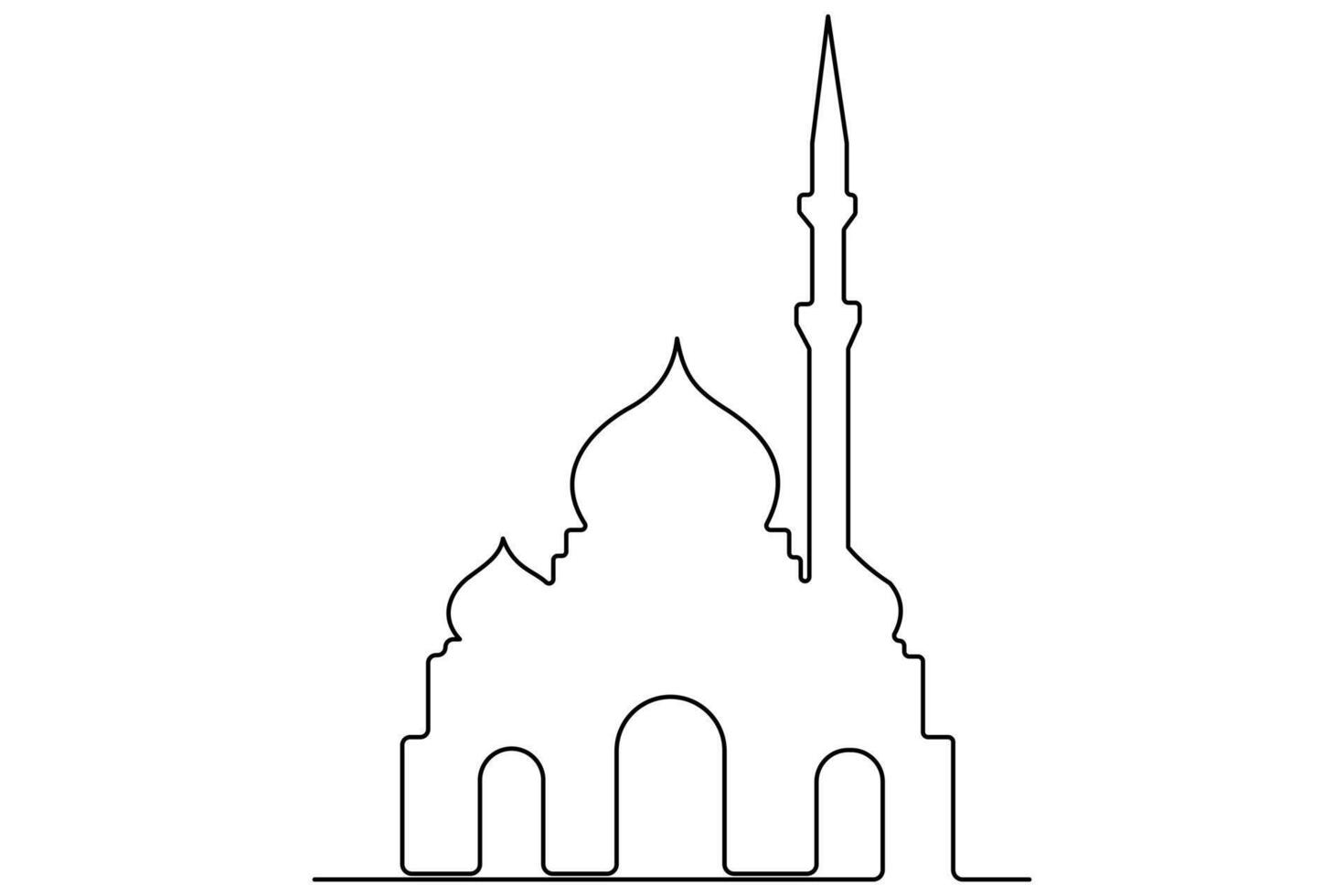 Simplistic a mosque outline drawing in continuous line for modern aesthetics vector