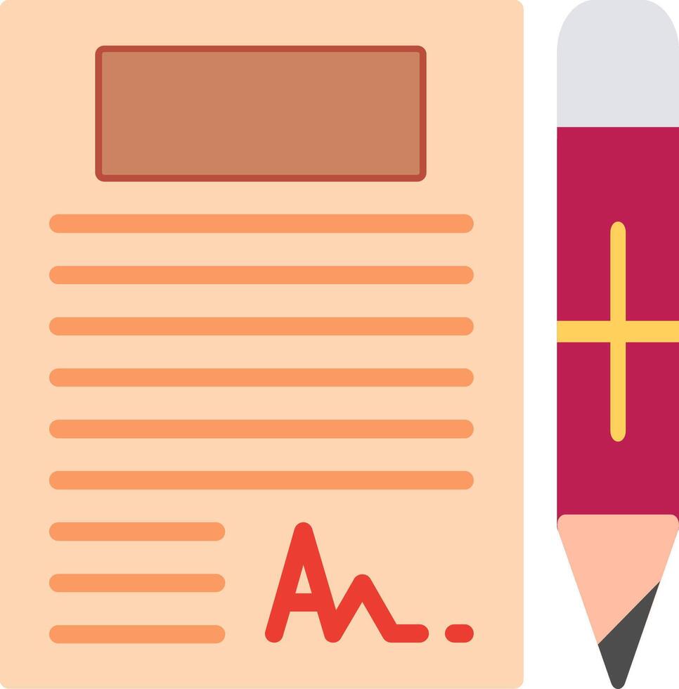 A pencil and a paper with an a next to it vector