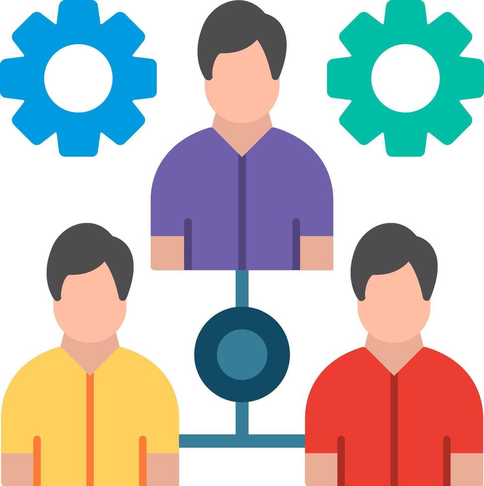 A group of people with gears around them vector