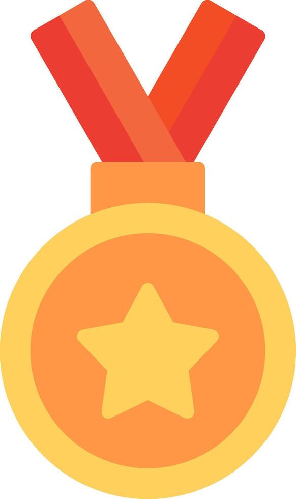 A gold medal with a red ribbon on it vector