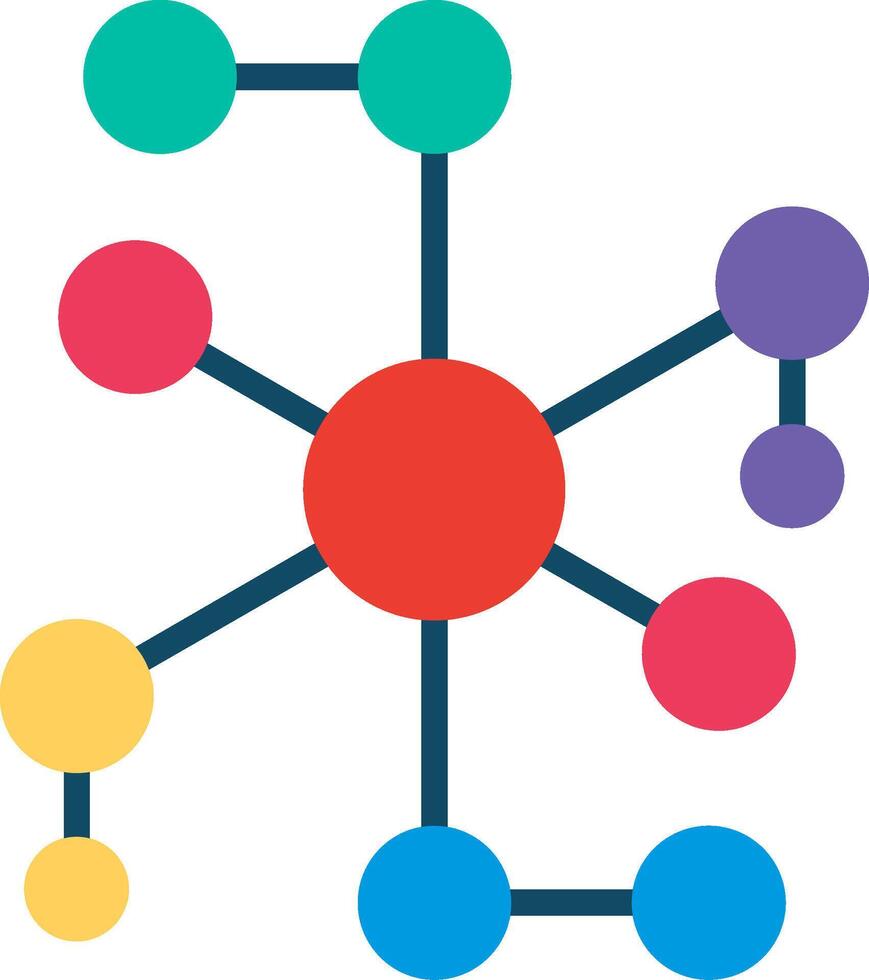 A colorful network of dots and circles vector