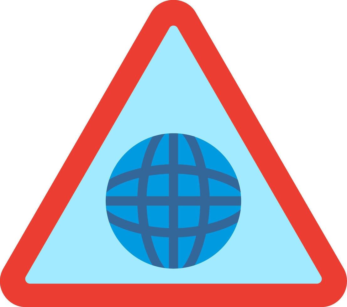 A globe in a triangle with a red border vector