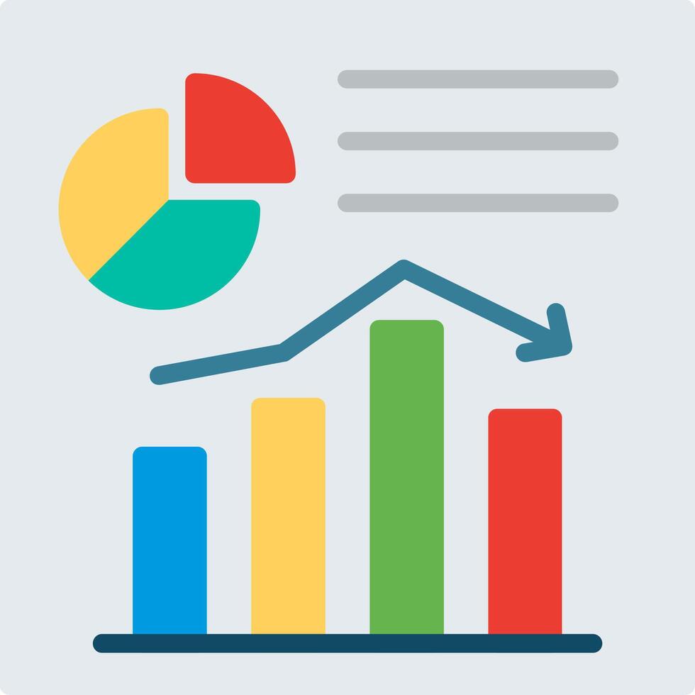 A flat icon of a graph with a bar chart vector