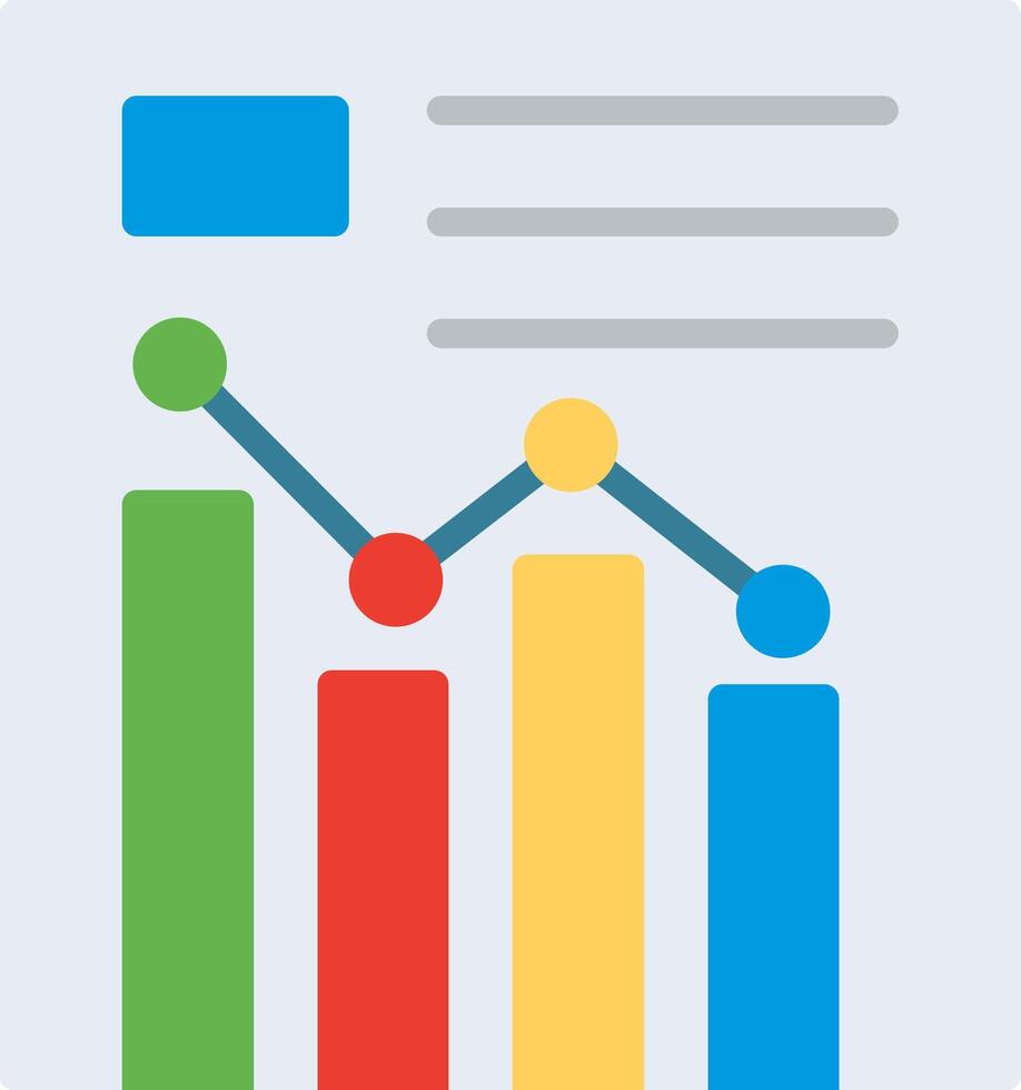 A graph with a bar chart and a blue button vector