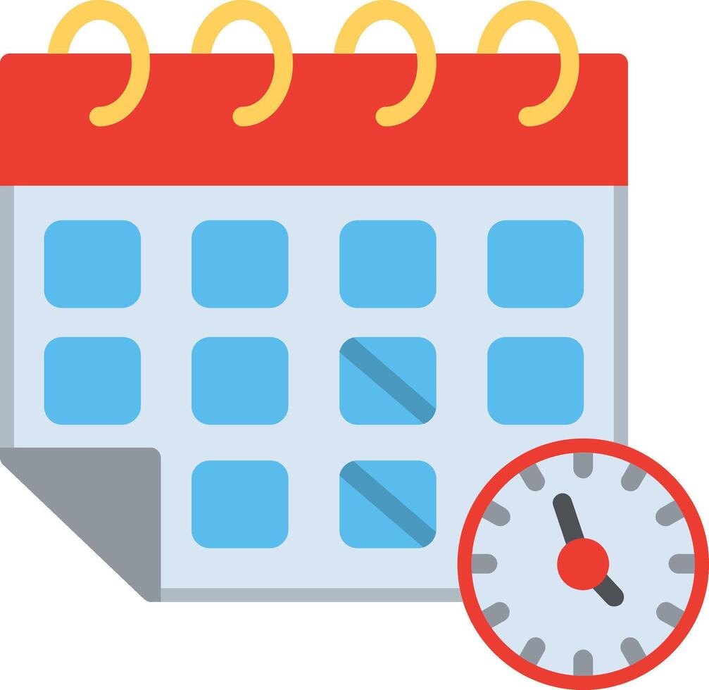Calendar icon with clock and calendar vector
