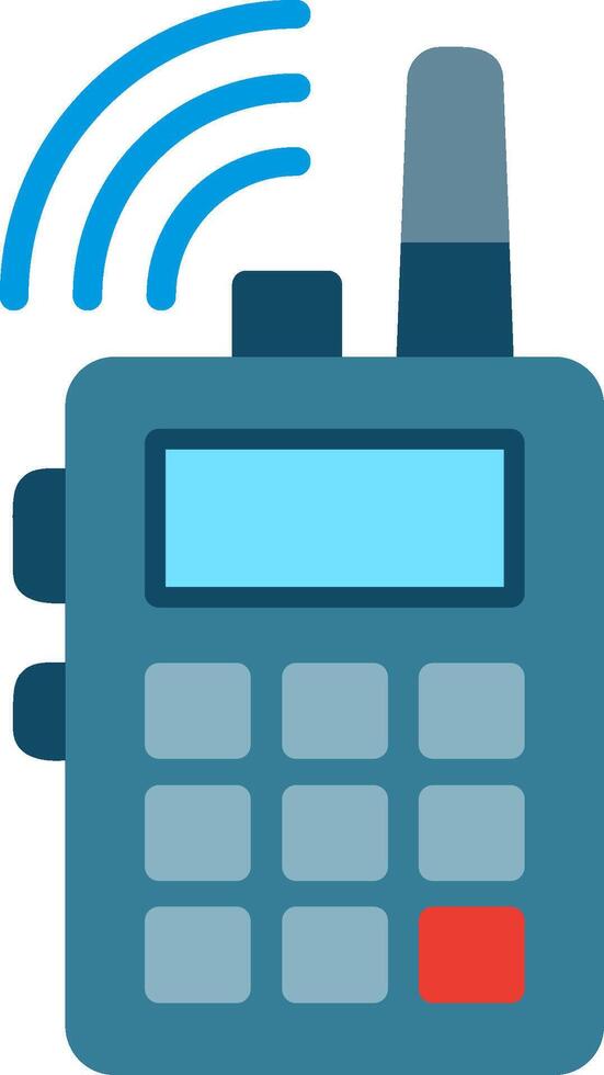 A radio with a blue button and a blue icon vector