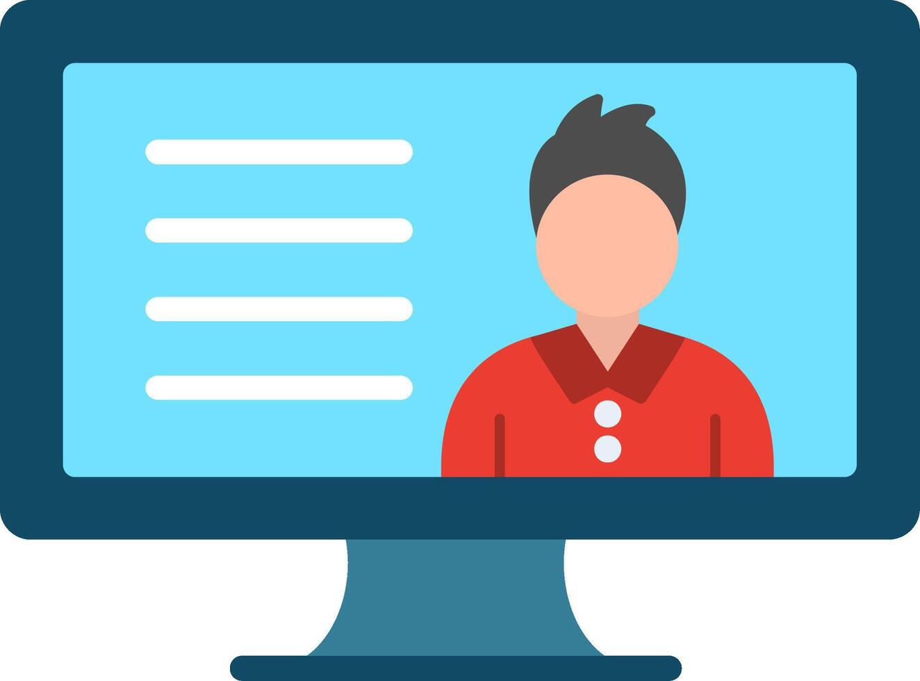A person is on a computer screen with a chat vector
