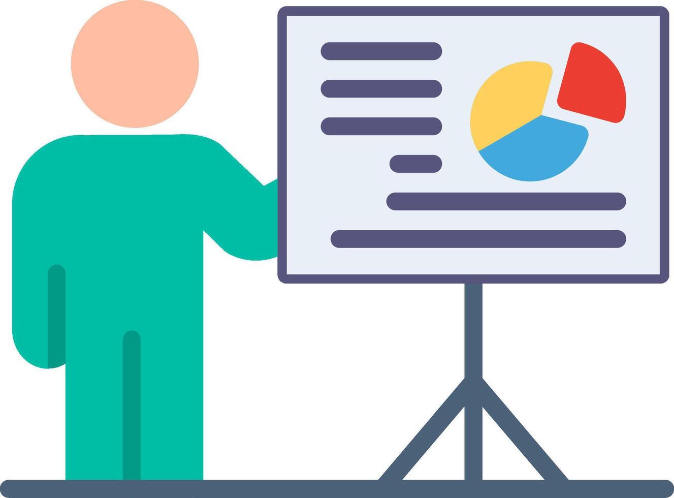 A man is standing in front of a presentation board vector