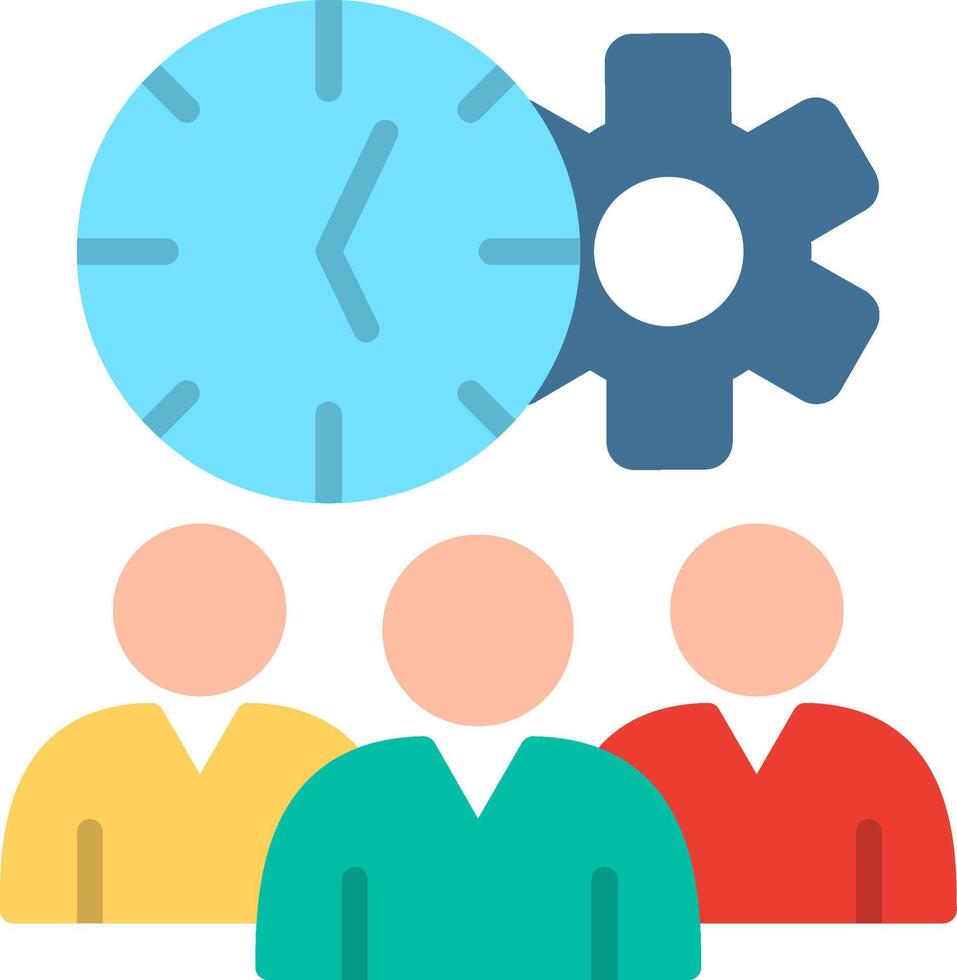 A group of people with a clock and gears vector