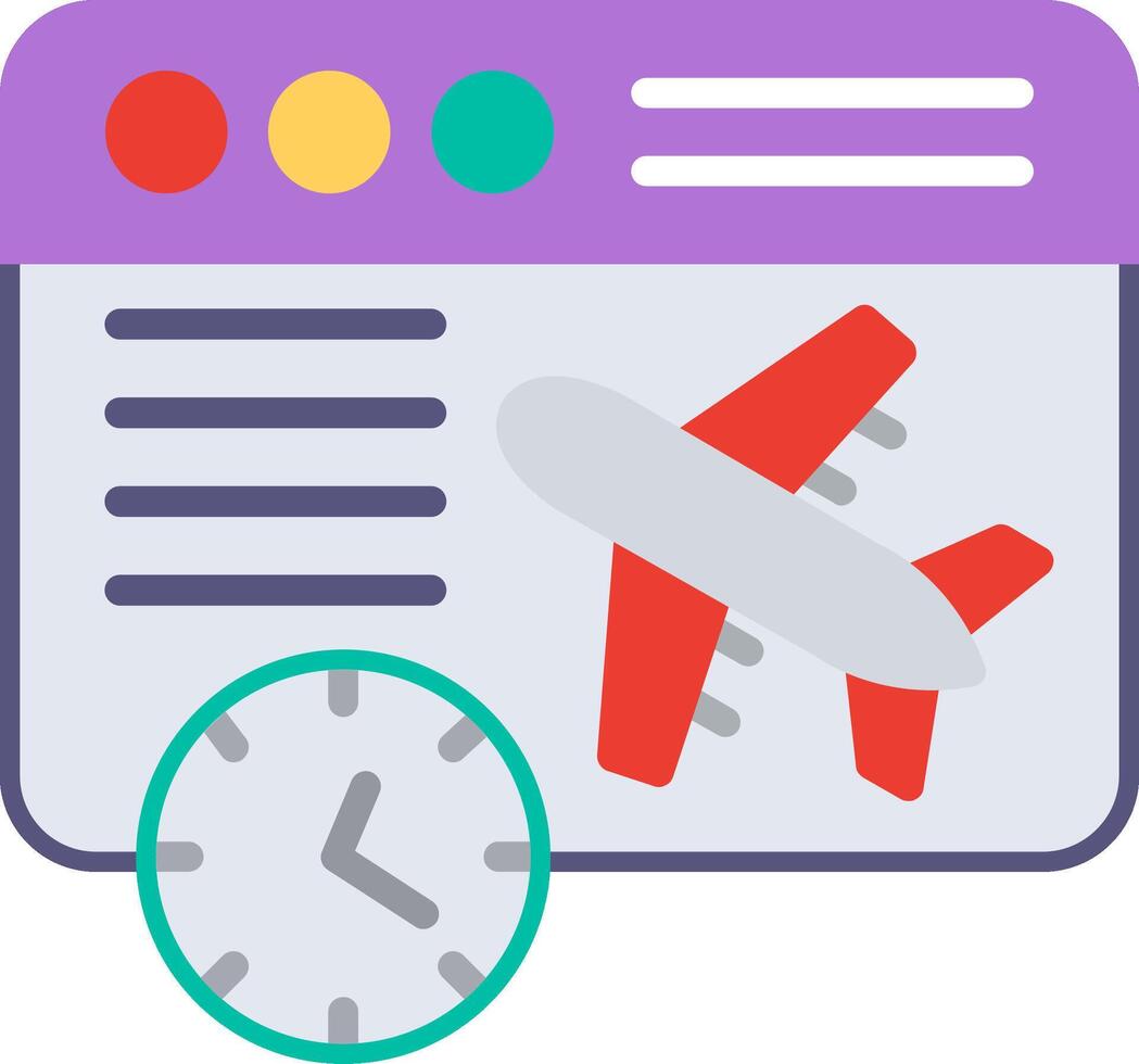 A plane and a clock are shown on a computer screen vector