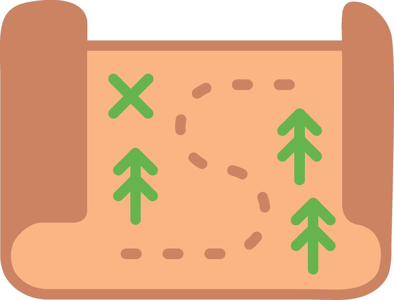 A map with a trail of arrows and trees vector