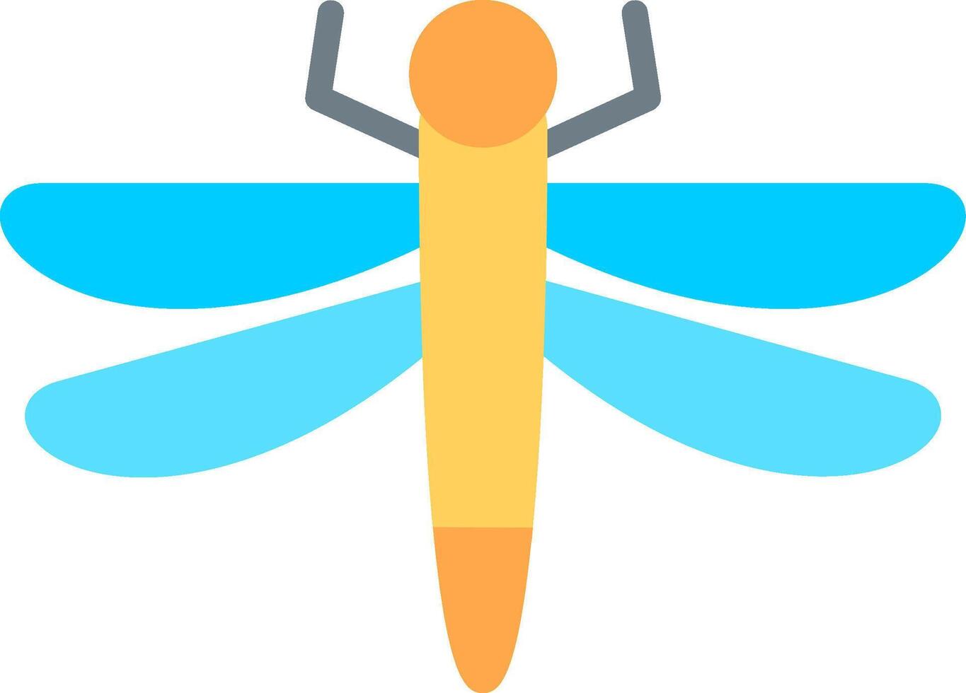 A dragonfly icon with a blue and yellow body vector
