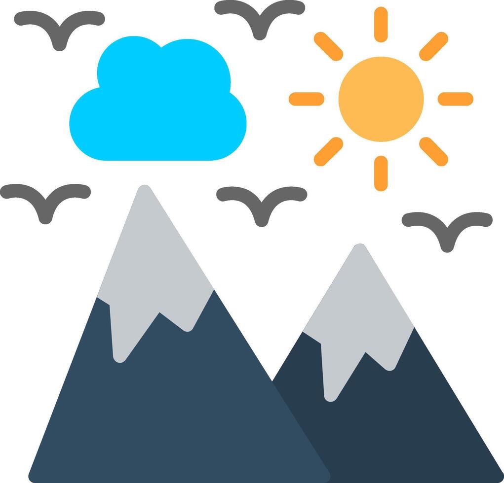 A mountain with clouds and sun vector