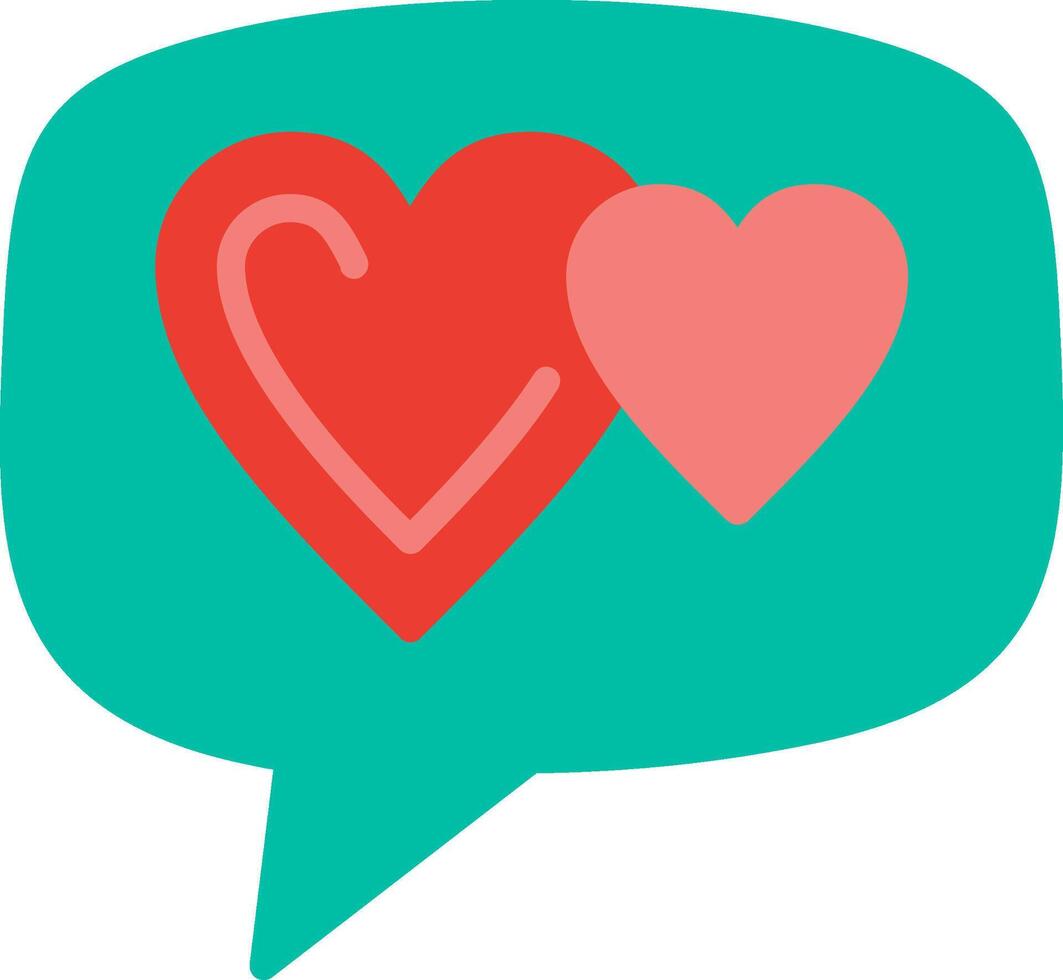 Two hearts in a speech bubble with a speech bubble vector