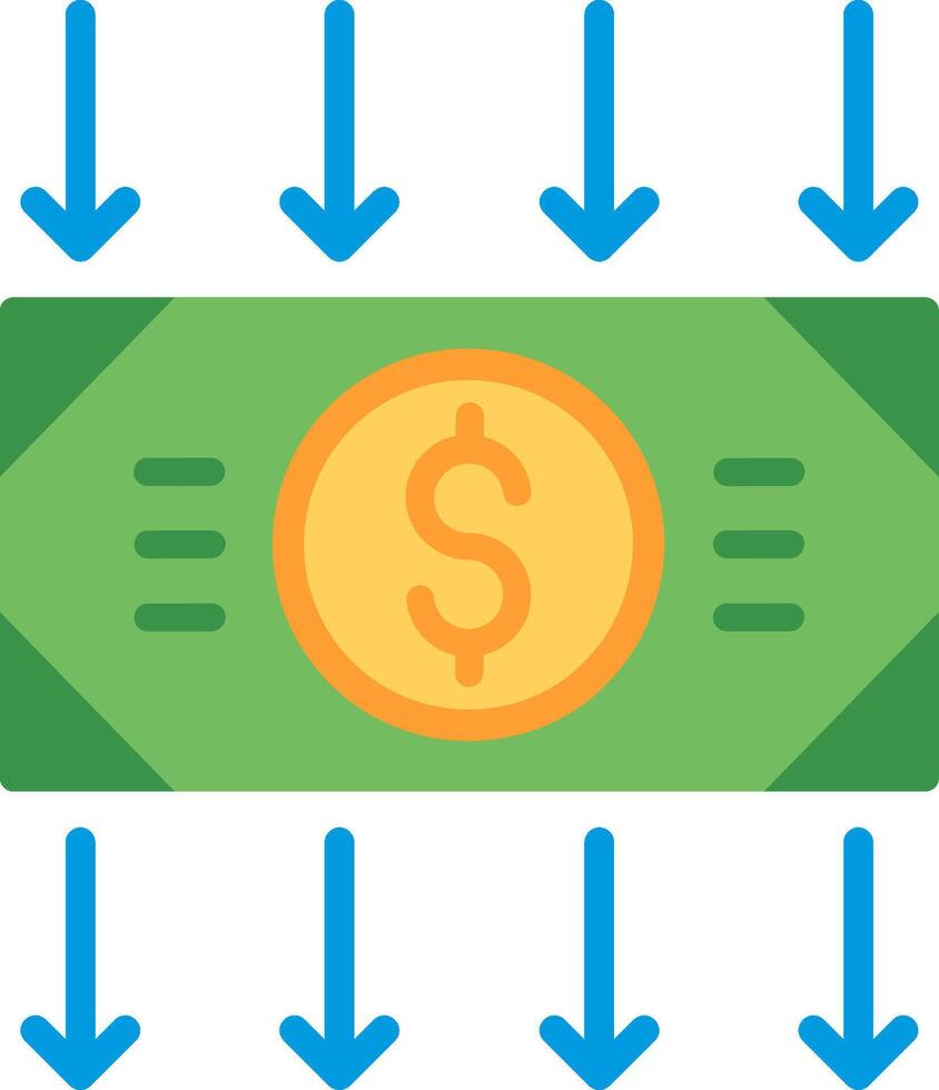 A dollar bill with arrows pointing to it vector