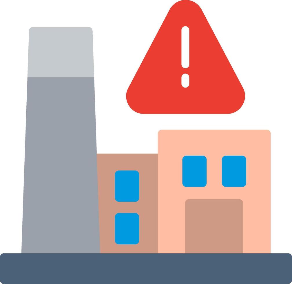 A factory with a warning sign and a factory vector