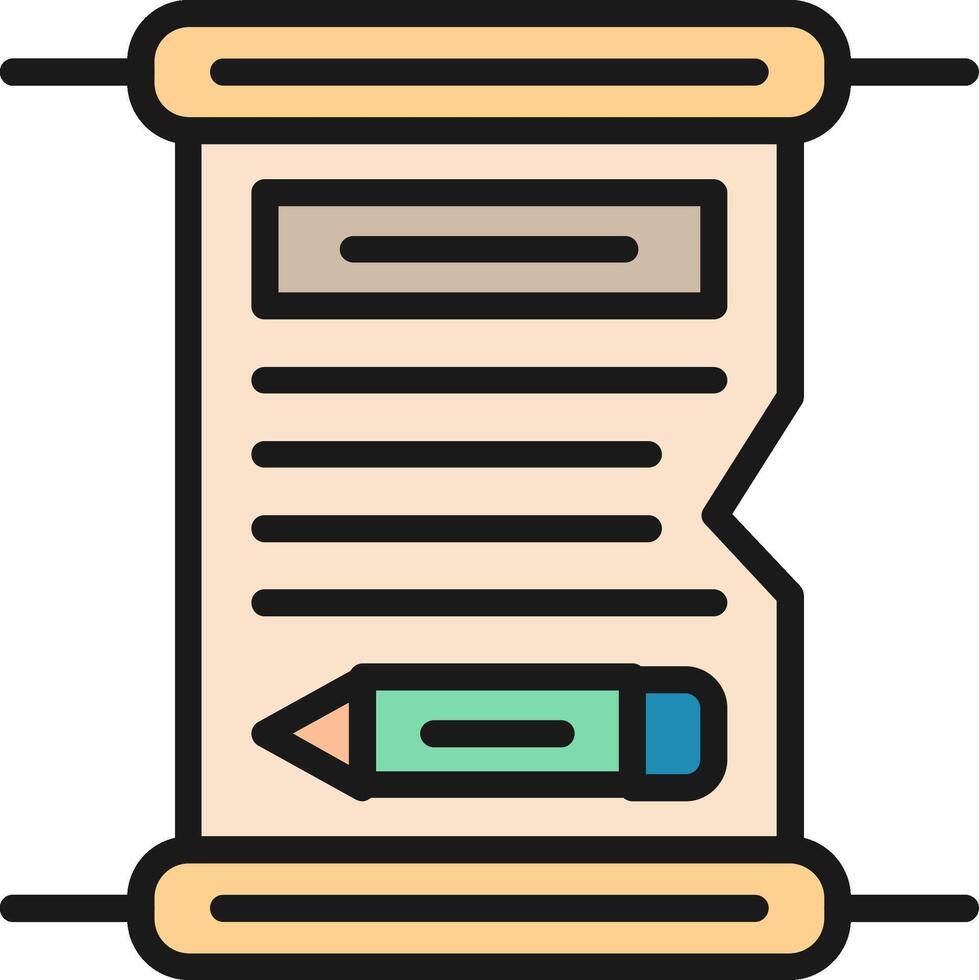 A scroll with a pencil and paper icon vector