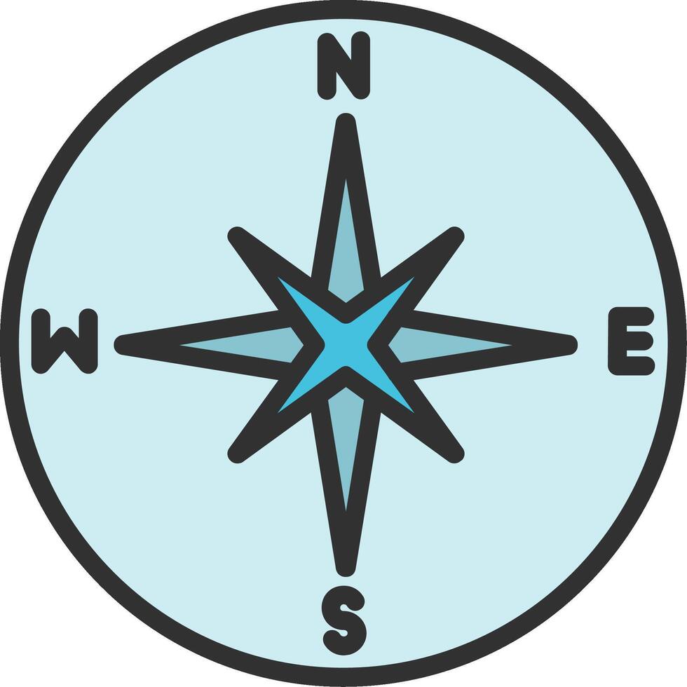 A compass rose icon with a blue star vector