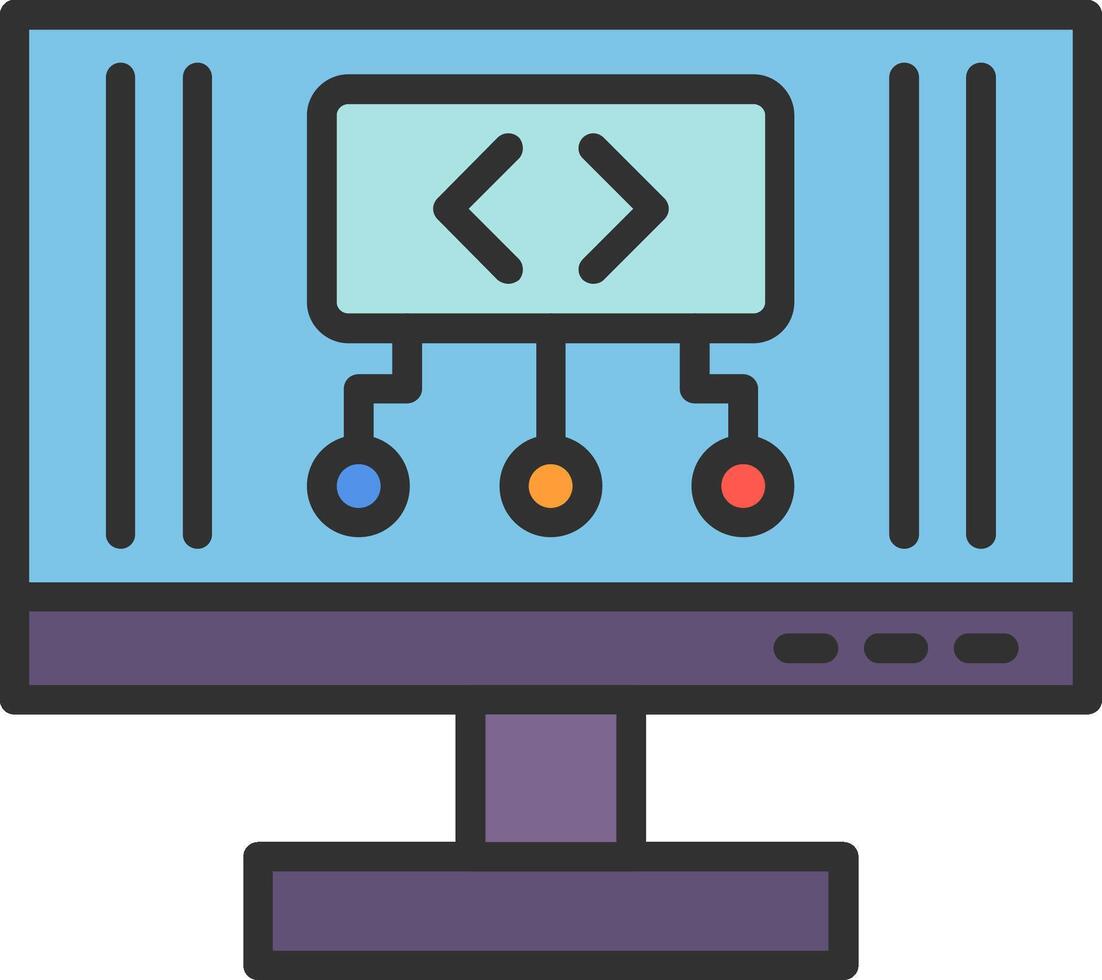 A computer monitor with code on it vector