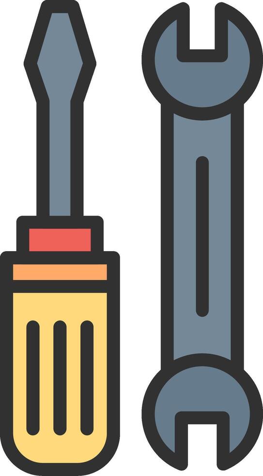 A wrench and a screwdriver icon vector