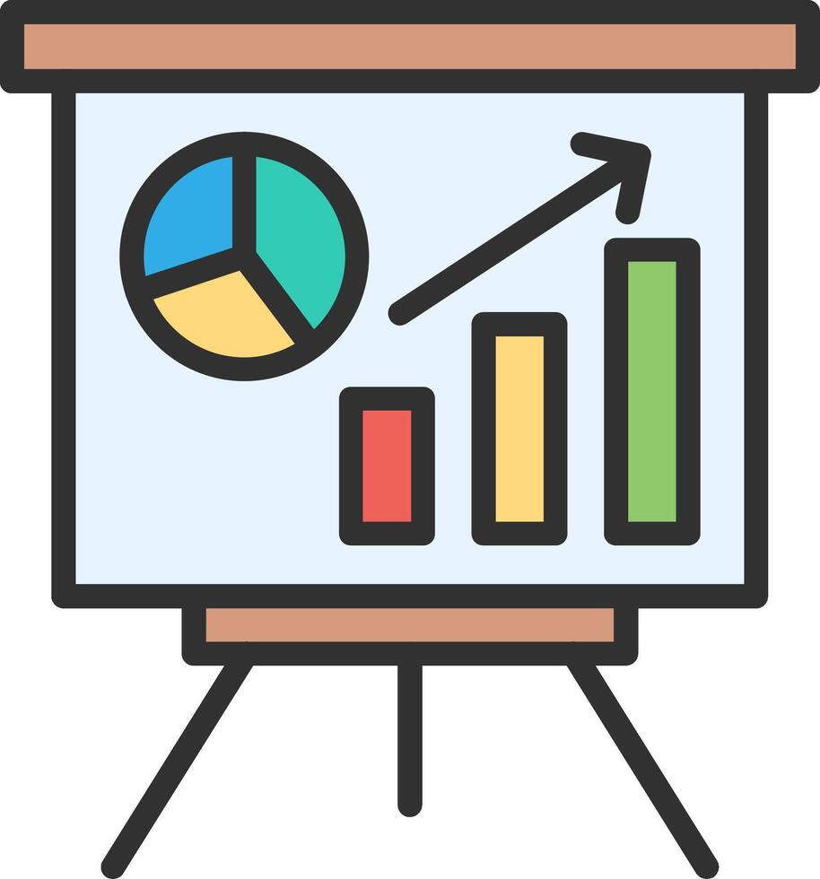 A presentation board with a graph and bar chart vector