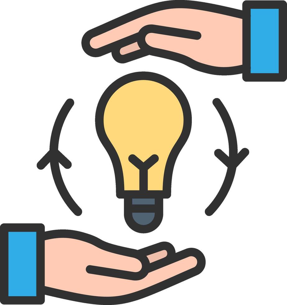Two hands holding a light bulb over a white background vector