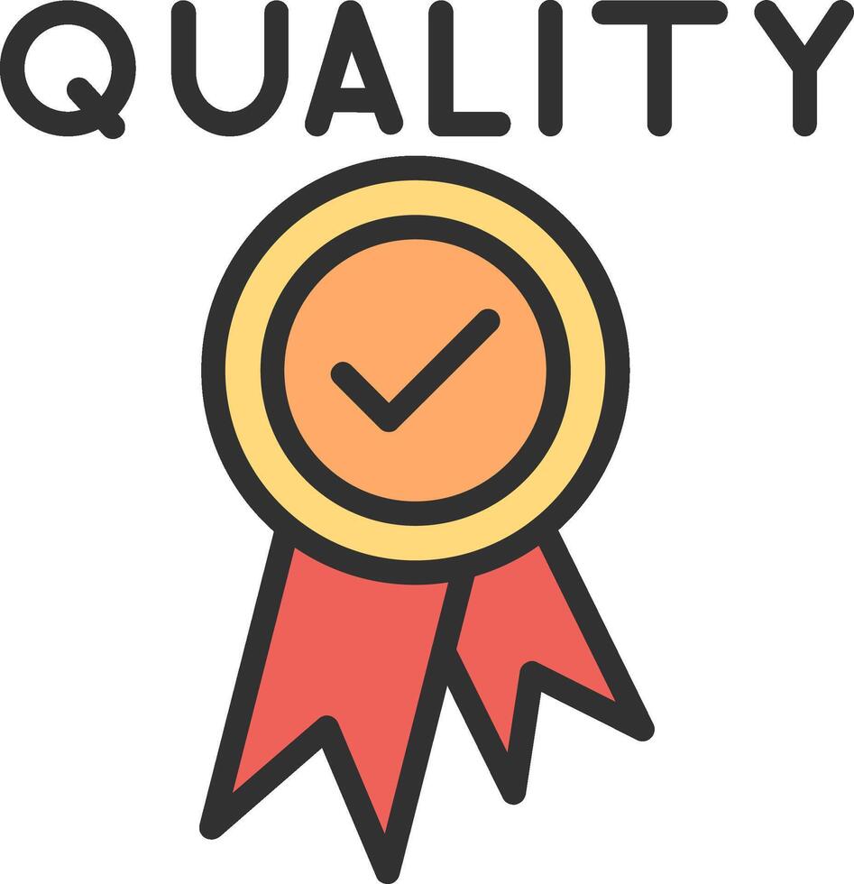 Quality icon with a red ribbon and check mark vector