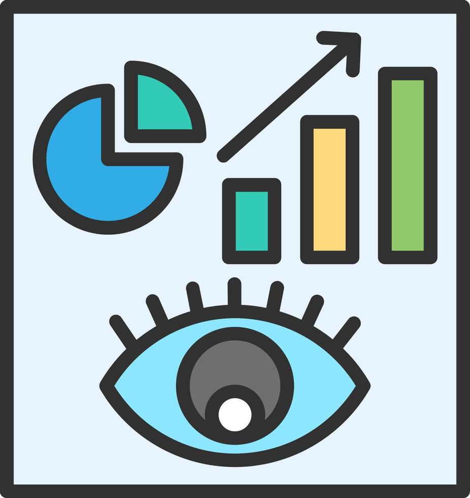 An eye with a bar chart and graph vector