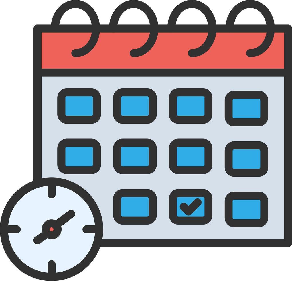 Calendar icon with clock and calendar vector