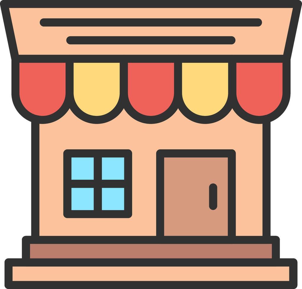 A small store with a red awning vector