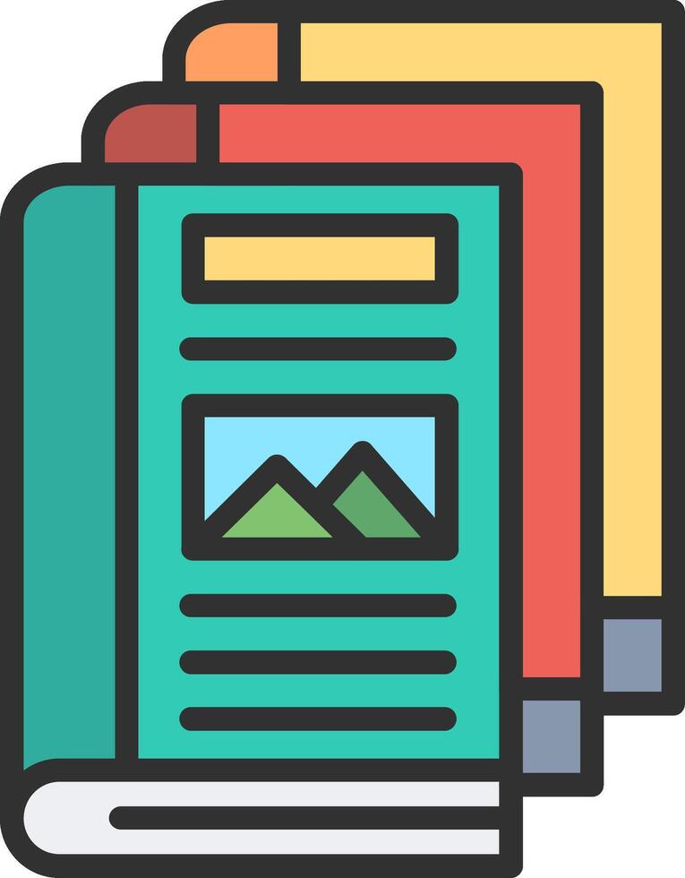 A stack of books with a mountain in the background vector