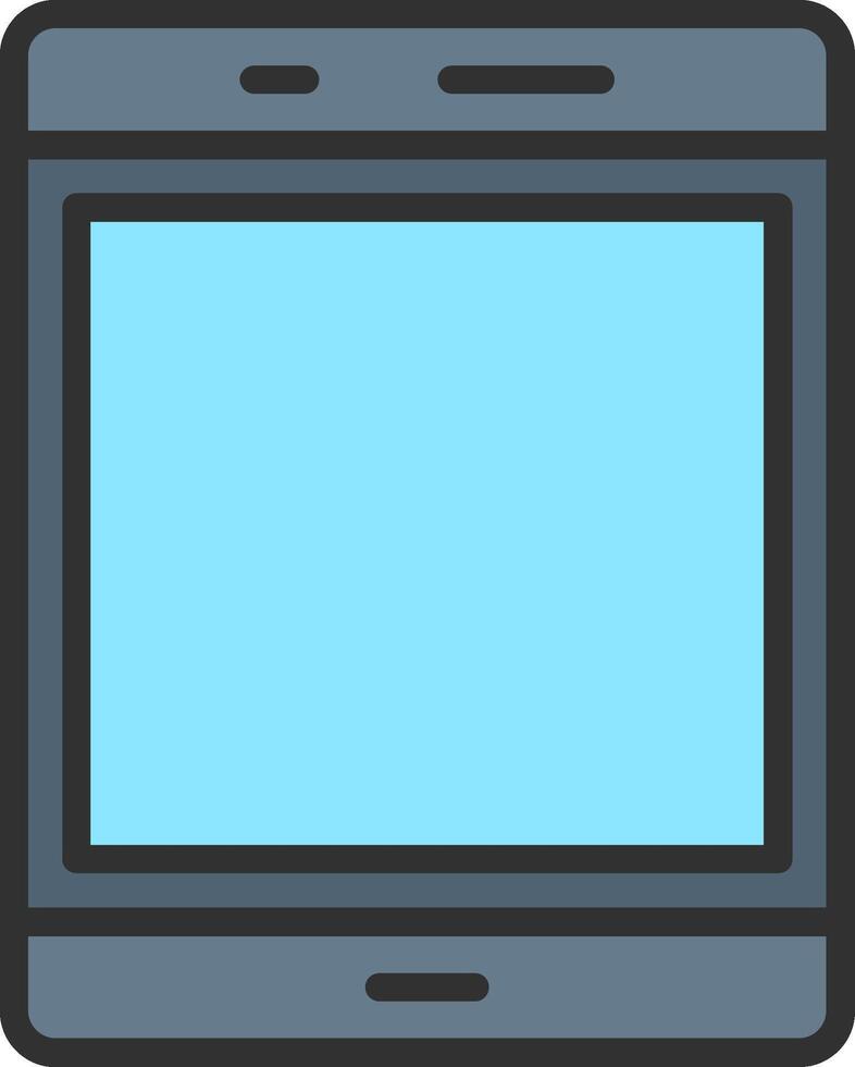 A tablet computer with a blue screen vector