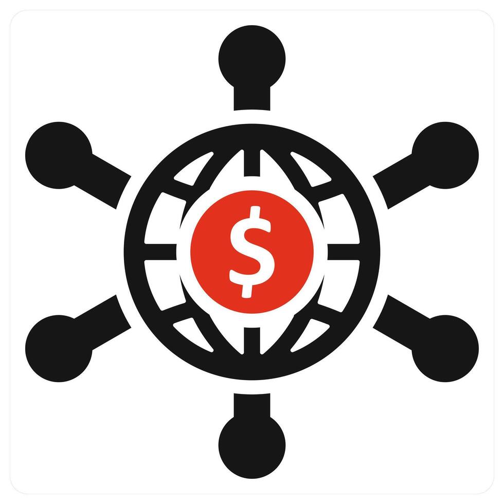 Business Expand Network icon concept in red color vector