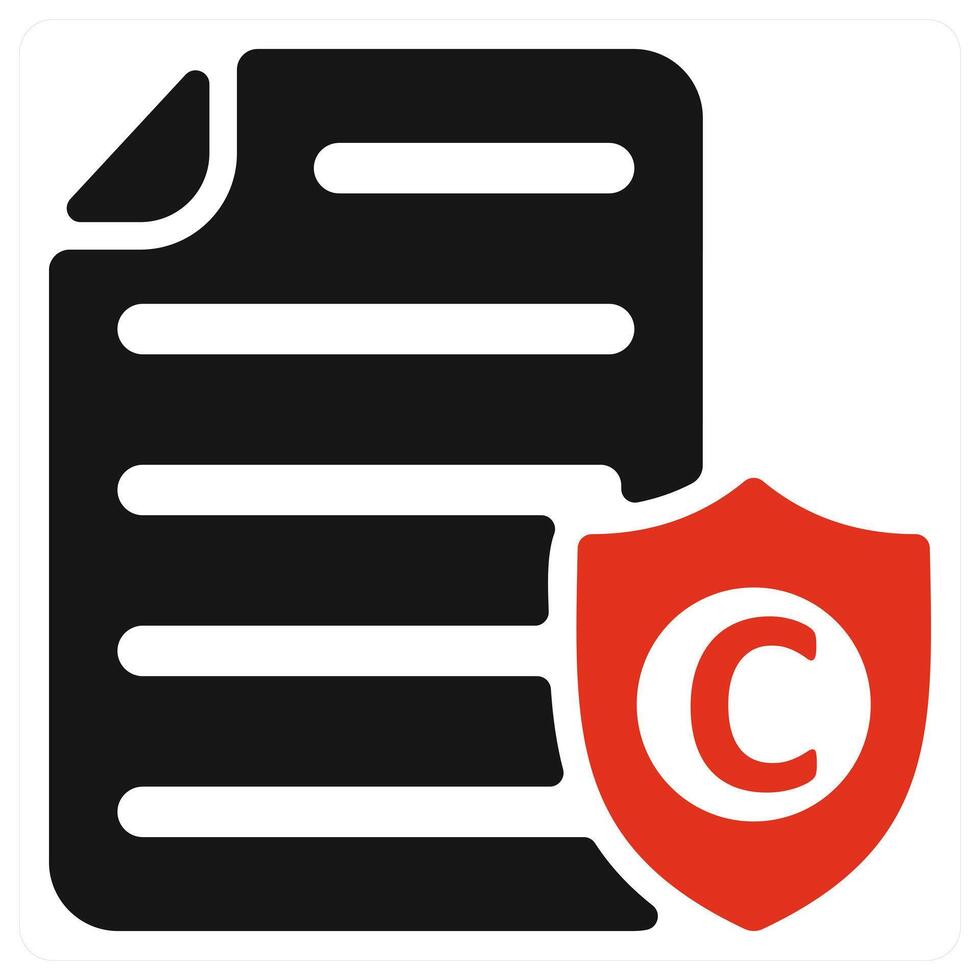 Copyright Protection icon concept in red color vector