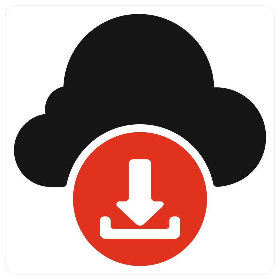 Cloud Download icon concept in red color vector