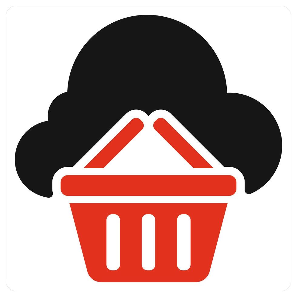 Cloud Shopping icon concept in red color vector