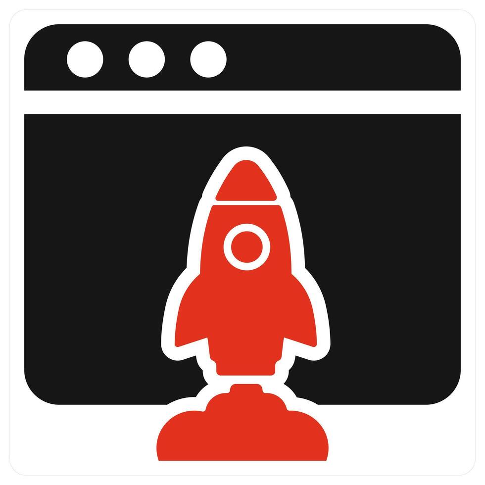 Browser Launch icon concept in red color vector