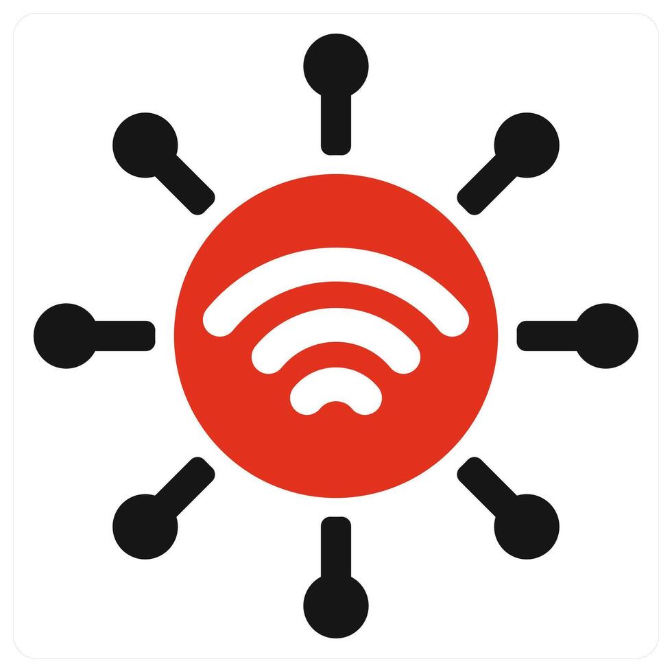 Wireless Network icon concept in red color vector