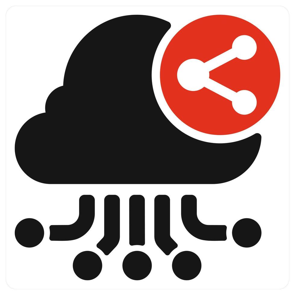 Cloud Network Sharing icon concept in red color vector