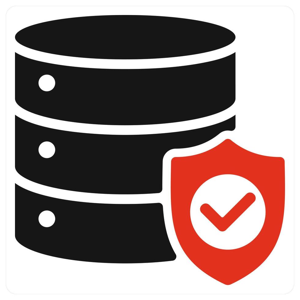 Database Protection icon concept in red color vector