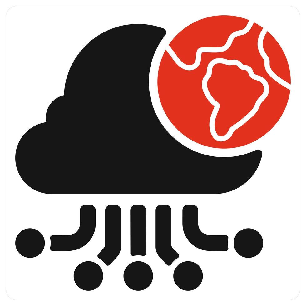 A cloud with a globe and a red hand vector