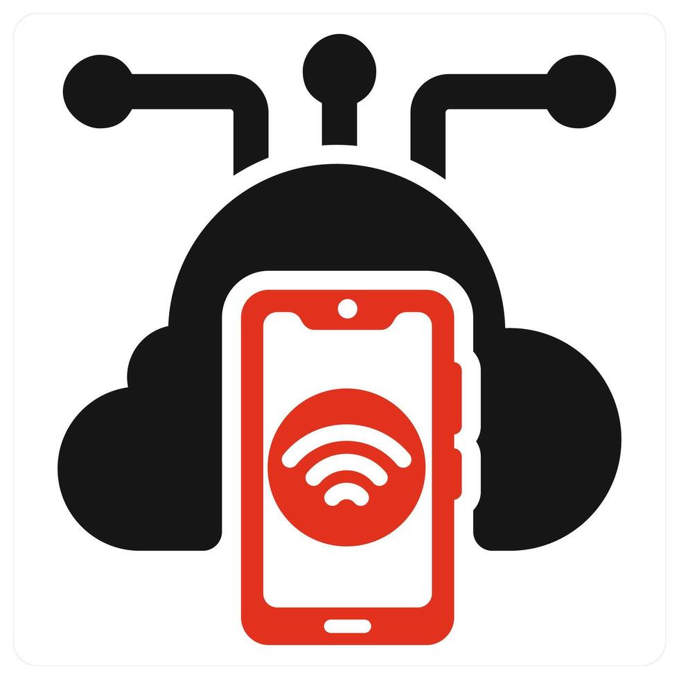 Iot icon concept in red color vector