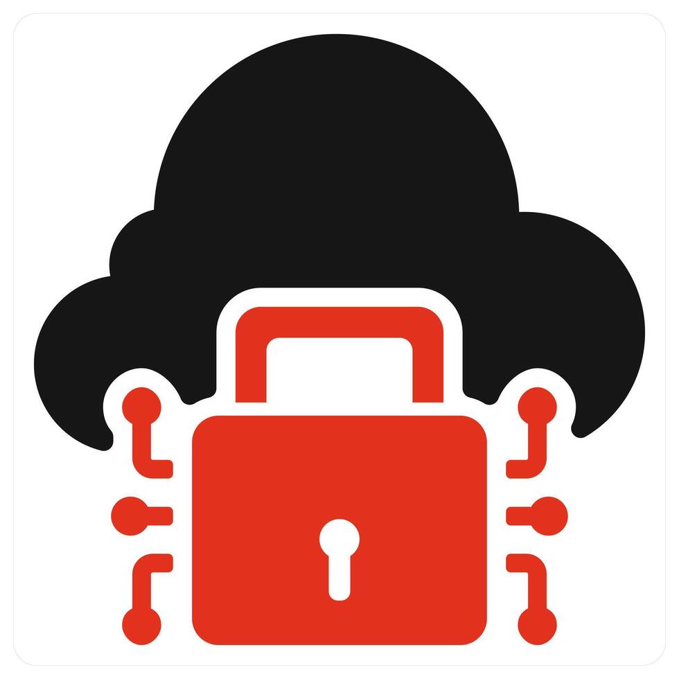 Cloud Protection icon concept in red color vector