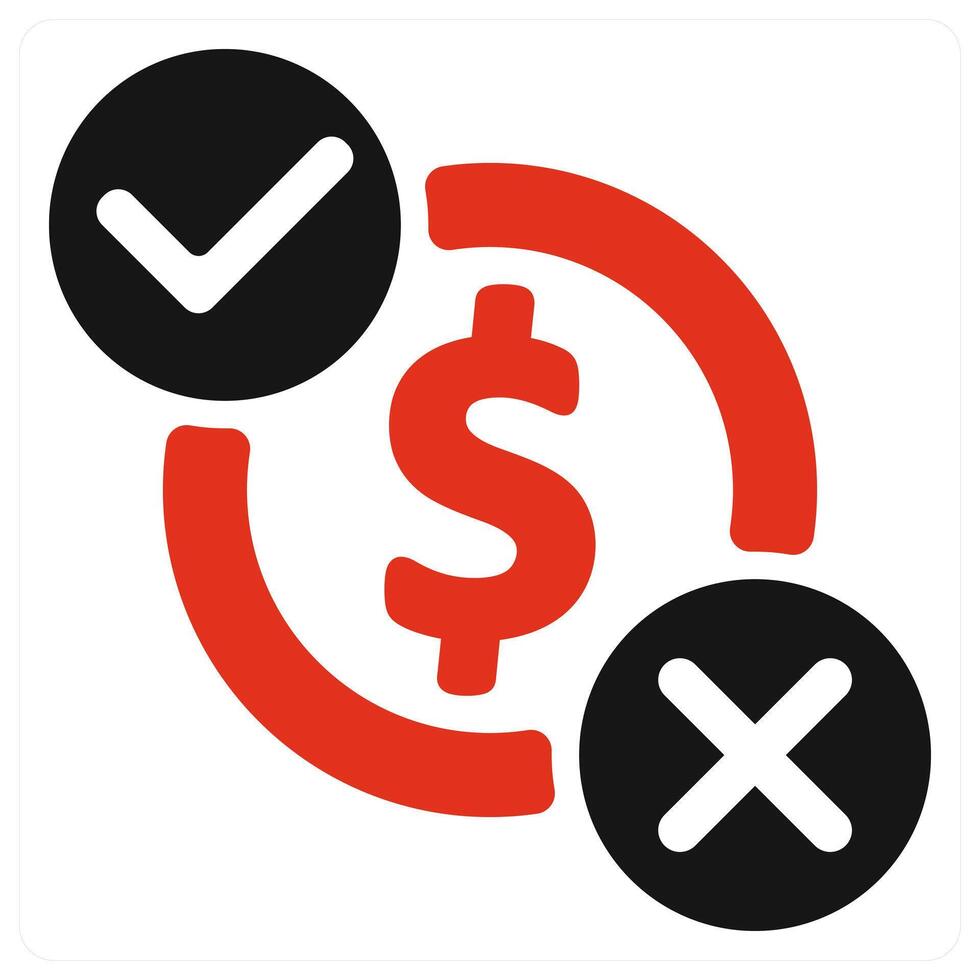 Money Decision icon concept in red color vector